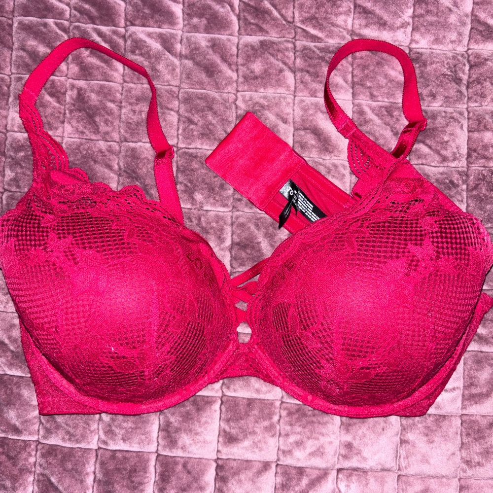 Chic Lace Women's Bra in Bold Pink